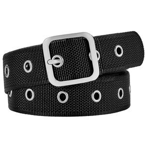 4519 Plus Size Belts 51'' Womens Ladies Black Grommet Belt Nylon Prong